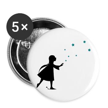 Fille et stars - Lot de 5 petits badges (25 mm) - blanc - Devant