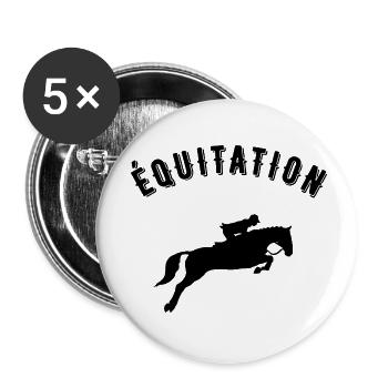 équitation - Lot de 5 petits badges (25 mm) - blanc - Devant