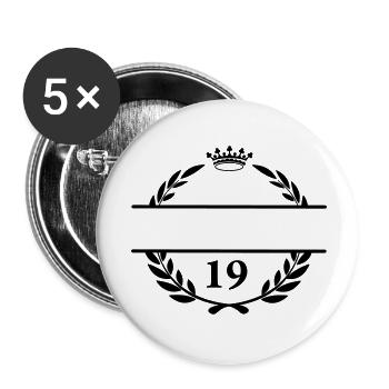 Bannière de nom Lauwerkrans avec le numéro 19 - Lot de 5 petits badges (25 mm) - blanc - Devant