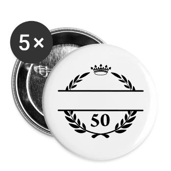 Bannière de nom Lauwerkrans avec le numéro 50 - Lot de 5 petits badges (25 mm) - blanc - Devant