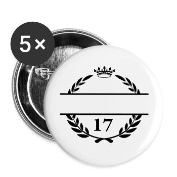 Bannière de nom Lauwerkrans avec le numéro 17 - Lot de 5 petits badges (25 mm) - blanc - Devant