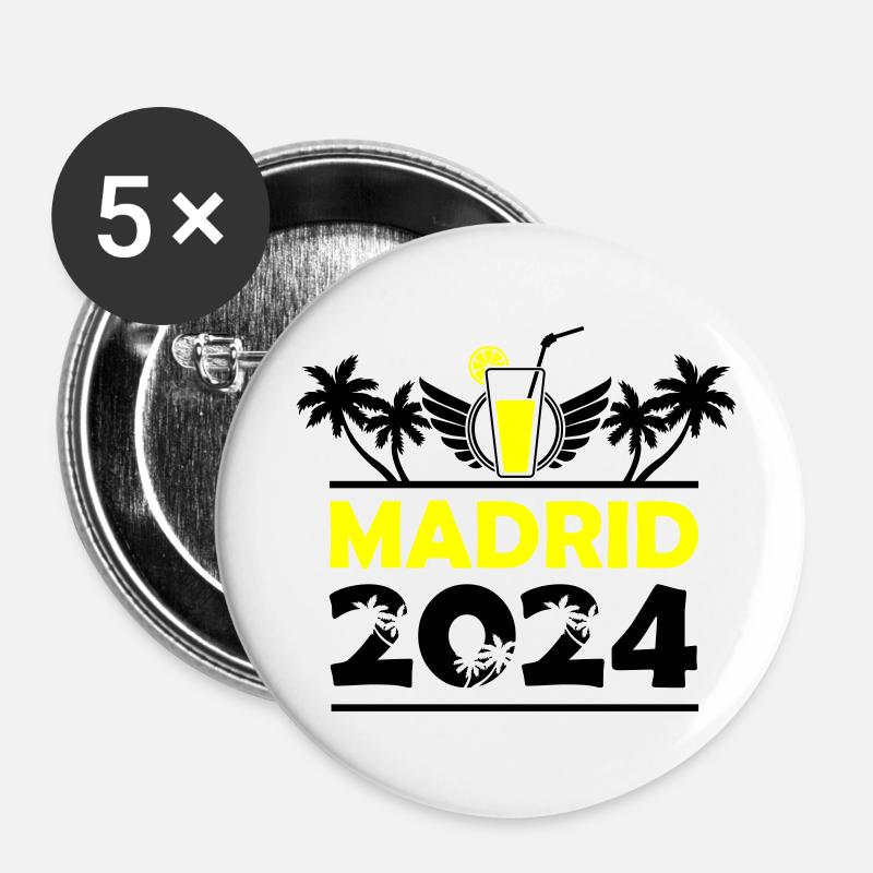 Madrid 2024 - Buttons klein 25 mm (5er Pack) - Weiß