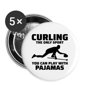 Curling Sweeping Fan Winter Ice Sport Curler Drôle - Lot de 5 petits badges (25 mm) - blanc - Devant