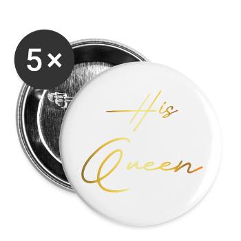 His Queen Her King Couple Gold - Buttons small 1''/25 mm (5-pack) - white - Front