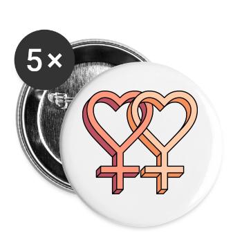 Lovers - Buttons small 1''/25 mm (5-pack) - white - Front