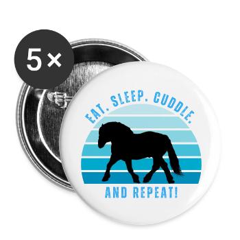 Kaltblut im Trab - Sonnenuntergang im Retro-Stil - Buttons klein 25 mm (5er Pack) - Weiß - Vorne