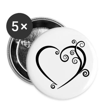 Open Heart - creative heart design - Buttons small 1''/25 mm (5-pack) - white - Front