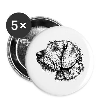 Steirische Bracke Portrait - Buttons klein 25 mm (5er Pack) - Weiß - Vorne