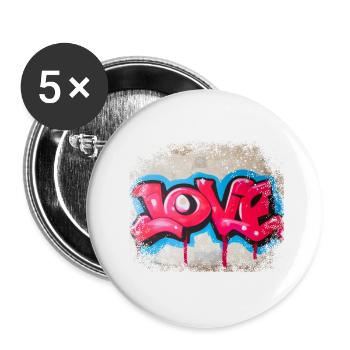 Graffiti Love - Buttons klein 25 mm (5er Pack) - Weiß - Vorne