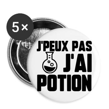 J’peux pas j’ai potion - Lot de 5 petits badges (25 mm) - blanc - Devant