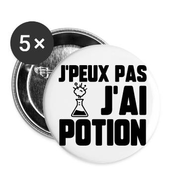 J’peux pas j’ai potion - Lot de 5 petits badges (25 mm) - blanc - Devant