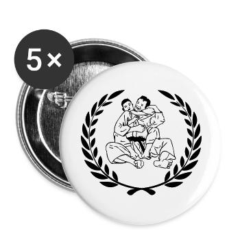 Judo Jiujitsu Nackenklemme mit Lorbeerkranz - Buttons klein 25 mm (5er Pack) - Weiß - Vorne