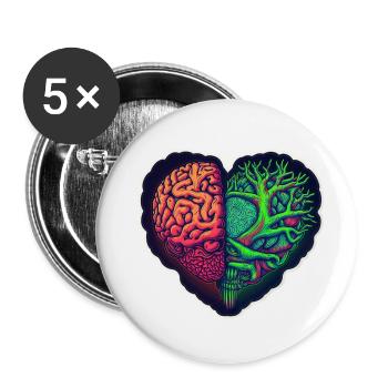 Brain and Heart merged together - Buttons small 1''/25 mm (5-pack) - white - Front