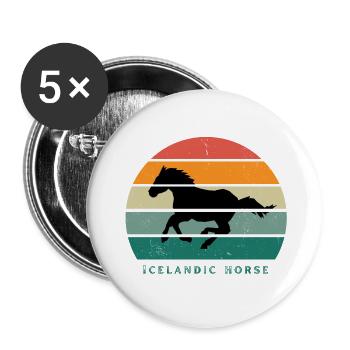 islandic horse - Icelanders - Buttons small 1''/25 mm (5-pack) - white - Front