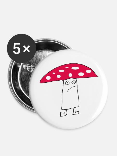 Trauriger Pilz - Buttons klein 25 mm (5er Pack) - Weiß