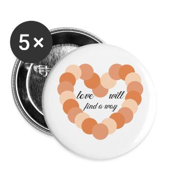 Love will find a way - Buttons small 1''/25 mm (5-pack) - white - Front