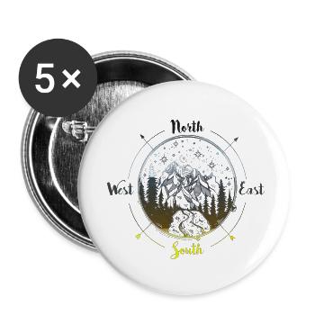 Mystic Mountain Mandala yoga boho flower freedom - Buttons small 1''/25 mm (5-pack) - white - Front