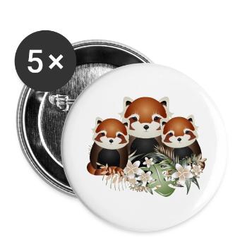 zauberhafte kleine rote Panda Bär Familie - Buttons klein 25 mm (5er Pack) - Weiß - Vorne