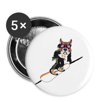 Snowboarder "Freestyle-Snowboard-Dog" Boarder Mode - Buttons small 1''/25 mm (5-pack) - white - Front