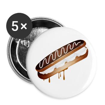 Illustration eines gefüllten Eclairs mit Sahne - Buttons klein 25 mm (5er Pack) - Weiß - Vorne