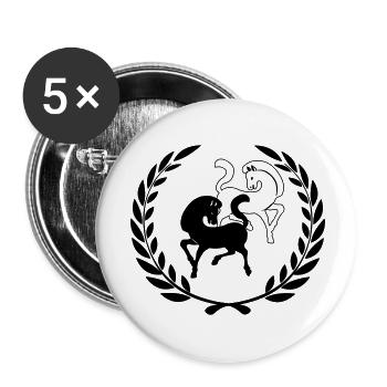 Two horses in laurel wreath transparent horse - Buttons small 1''/25 mm (5-pack) - white - Front