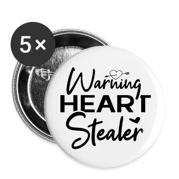 Warning Heart Stealer - Buttons small 1''/25 mm (5-pack) - white - Front