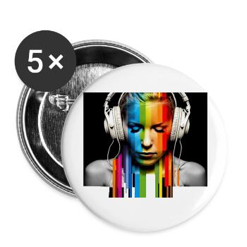Rainbow Pulse: Kopfhörer-Porträt - Buttons klein 25 mm (5er Pack) - Weiß - Vorne