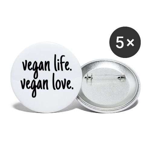 vegan life vegan love - Buttons klein 25 mm (5er Pack)
