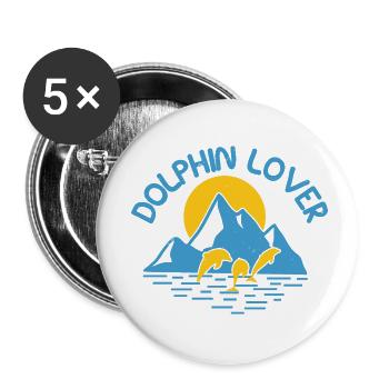 L’AMOUR DES DAUPHINS - Lot de 5 petits badges (25 mm) - blanc - Devant