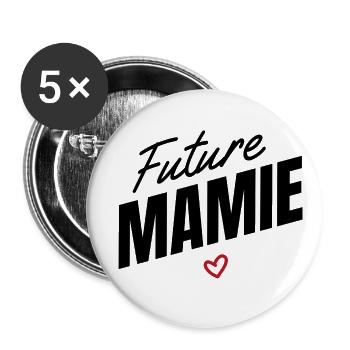 Future mamie : annonce de grossesse - Lot de 5 petits badges (25 mm) - blanc - Devant