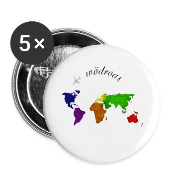 Wödroas - Weltreise, Österreichischer Dialekt - Buttons klein 25 mm (5er Pack) - Weiß - Vorne