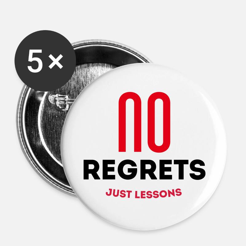 No regrets, just lessons! - Buttons small 1''/25 mm (5-pack) - white