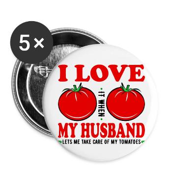 Drôle de Tomate Jardinage Femme Citation - Lot de 5 petits badges (25 mm) - blanc - Devant