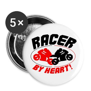 Racer by heart 2 - Buttons small 1''/25 mm (5-pack) - white - Front
