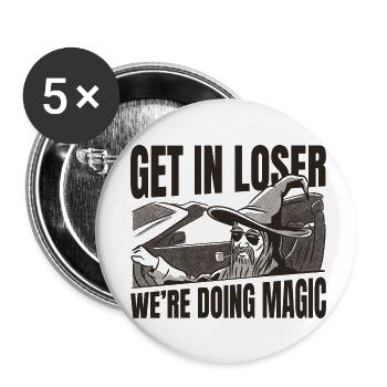 Doing Magic Zauberer - Buttons klein 25 mm (5er Pack) - Weiß - Vorne