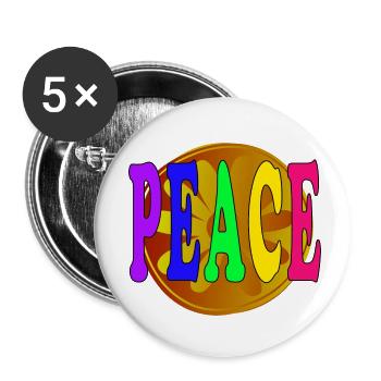 Bunter Frieden Retro Style 70er Jahre - Buttons klein 25 mm (5er Pack) - Weiß - Vorne