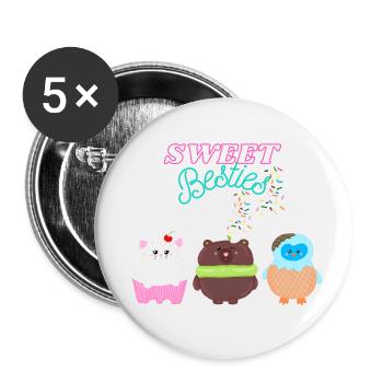 Sweets Besties - Lot de 5 petits badges (25 mm) - blanc - Devant