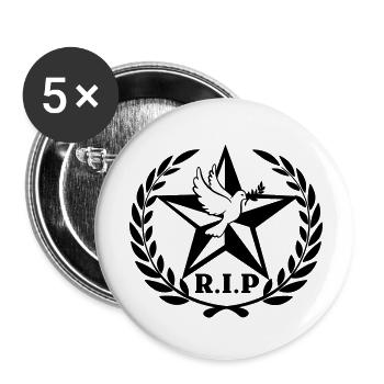 R.I.P Sterntaube Lorbeerkranz - Buttons klein 25 mm (5er Pack) - Weiß - Vorne