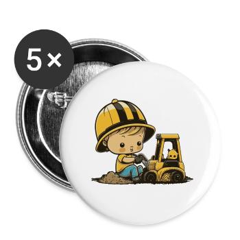 Petit ouvrier de la construction - Lot de 5 petits badges (25 mm) - blanc - Devant