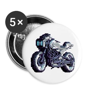 La moto dans les graphismes de jeux vidéo rétro des années 90 - Lot de 5 petits badges (25 mm) - blanc - Devant