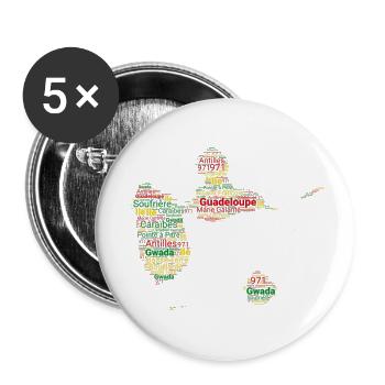 Guadeloupe 971 Map Antilles Island France Gwada - Buttons small 1''/25 mm (5-pack) - white - Front