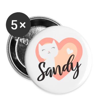 Sandy Surname First Name Kitten - Buttons small 1''/25 mm (5-pack) - white - Front