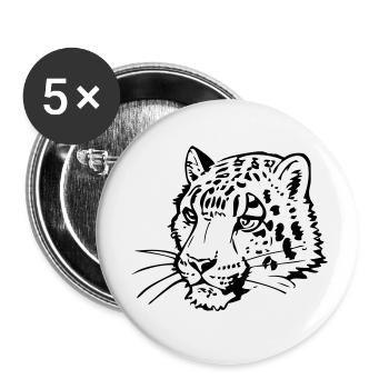 Léopard des neiges en poignée de bande dessinée - Lot de 5 petits badges (25 mm) - blanc - Devant