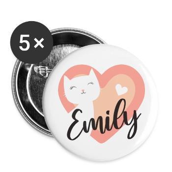 Emily Surname First Name Kitten - Buttons small 1''/25 mm (5-pack) - white - Front