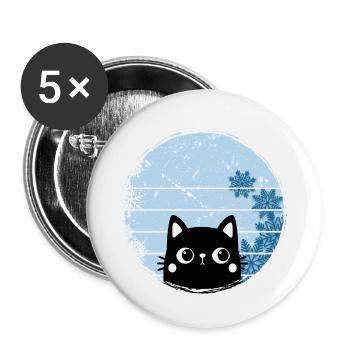 Ice bathing winter swimmer "Icebath Winter Cat" - Buttons small 1''/25 mm (5-pack) - white - Front