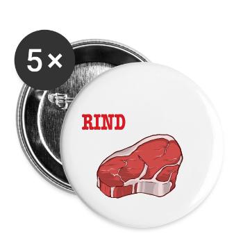 ICH WILL EIN RIND VON DIR Steak Fleisch BBQGrill - Buttons klein 25 mm (5er Pack) - Weiß - Vorne