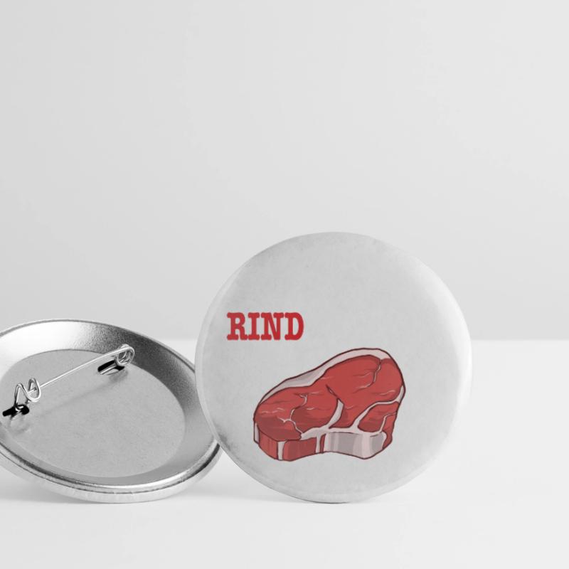 ICH WILL EIN RIND VON DIR Steak Fleisch BBQGrill Buttons klein 25 mm (5er Pack)