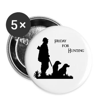 Friday for Hunting - Hunting motif with hunter & dog - Buttons small 1''/25 mm (5-pack) - white - Front
