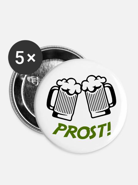 bier prost - Buttons klein 25 mm (5er Pack) - Weiß