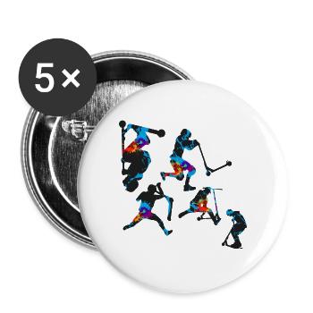 Stuntscooter,Trickscooter,tricks,stunt,e-scooter - Buttons klein 25 mm (5er Pack) - Weiß - Vorne